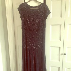 Adrianna Papell Navy Beaded Gown